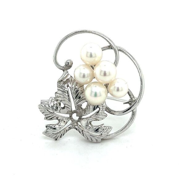 Mikimoto Estate Akoya Pearl Brooch Pin Sterling Silver 5.85 mm M302 - Picture 1 of 9